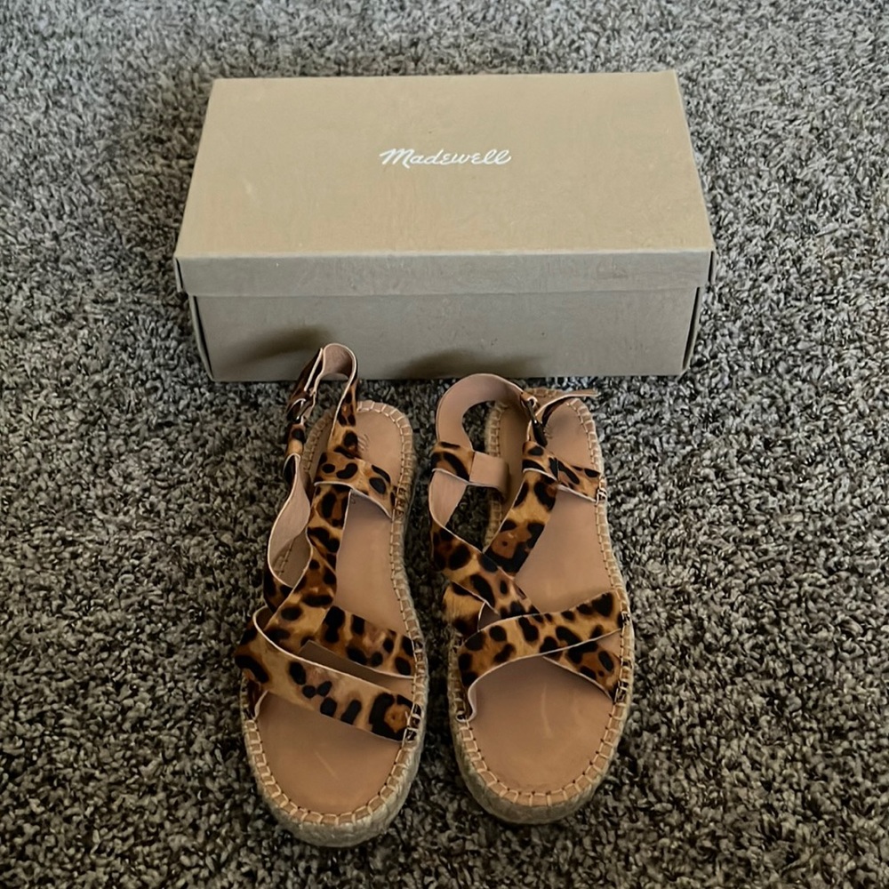 Brand new with box Madewell calf hair espadrille sandals. Size 8.5